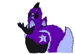 anthro ass belly big_butt big_tail black_nipples claws delilah_(felineflustered) dragon ear_piercing eyewear felineflustered female fur furred_dragon glasses horn looking_back nipples piercing small_wings solo thick_thighs wide_hips wings