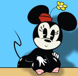 black_skin bot_diamond disney exibitionism huge_breasts looking_at_viewer minnie_mouse mouse pink_nipples