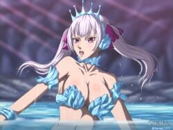 1girls black_clover breasts cleavage female female_only large_breasts long_hair mermaid mermaid_girl mermaid_position mermaid_transformation monster_girl noelle_(mermaid_form) noelle_silva onehoox purple_eyes sea seductive_look solo twintails