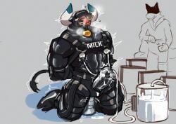 2boys alternate_version_at_source anthro arms_behind_back arms_bound ball_gag bara bell big_penis black_latex bondage bound bovid buff bull bull_horns collar container cow_bell cowbell cum cum_milking cumming cumshot dildo dildo_in_ass drone eyes_covered furry gag gagged gimp gimp_suit glaucablitz hi_res hooves jug latex latex_bodysuit latex_clothing latex_suit male male_lactation male_only mask milk milking milking_cum milking_machine mouth_gag muscular muscular_male nipple_milking nipples nose_ring partially_colored penis penis_milking penis_milking_machine rubber shiny shiny_latex sketch straps sweating text_on_clothing