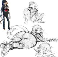 anthro big_ass bubble_butt feet feline female fortnite huge_ass kieraruru looking_at_viewer meow_skulls_(fortnite) reference_image sketch tail