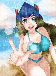 1girls artist_request beach big_ass big_breasts bikini crawllie female green_eyes roblox roblox_avatar source_request tagme v_sign valkyrie_helm