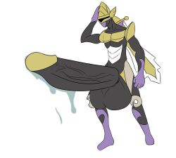 aegislash anthro cum cum_drip cum_dripping_from_penis ghost hand_on_head hyper hyper_penis metadedede non-human penis pokémon_(species) pokemon pokemon_(species) sword