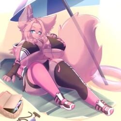 animated big_breasts bikini breasts female fur furry huge_breasts hyper_breasts illeana_(miniordebry) live2d mazzpawb mp4 no_sound tagme video yiff