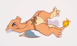 anthro blue_eyes charizard female generation_1_pokemon genitals hi_res looking_at_viewer nintendo orange_body pokémon_(species) pokemon pokemon_(species) pussy slowderpyguy solo spread_legs spreading tongue tongue_out yellow_body