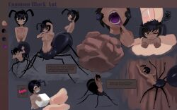 ant antennae arthropod breasts cute english_text exposed_breasts insect_girl mawshot micro micro_female minigirl nude open_mouth shnider sugar_cube text topless topless_female