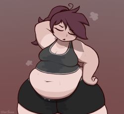 1girls 2022 chub chubby chubby_female fat fatty female female_only human human_only solo starfoxo sweat sweaty tagme tubby tummy