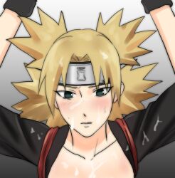 1girls arms_up bad_censor blonde_hair clothed_female clothing covering cum cum_on_body cum_on_breasts cum_on_clothes cum_on_face female female_only gloves inferior_version kimono long_hair naruto naruto_(series) naruto_shippuden out-of-frame_censoring quad_tails solo solo_female solo_focus temari tied_hair upper_body