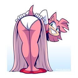 1girls amy_rose anthro dress dress_lift flashing furry hedgehog mythabyss panties sega skirt_lift sonic_(series) sonic_the_hedgehog_(series) sonic_x underwear updress upskirt white_panties white_underwear