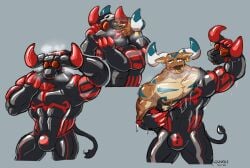 1boy anthro bara bara_tits black_latex blush bodysuit bovid buff bulge bulge_through_clothing bull bull_horns dildo_gag drone drone_suit droneification ear_tag encasement furry gas_mask gasmask glaucablitz glistening_body helmet hooved_fingers hooved_hands hooves horn horns latex latex_bodysuit latex_clothing latex_encasement latex_suit lock_bulge lock_symbol male male_only markings mask muscles muscular muscular_male nose_ring null_bulge nullge padlock_symbol red_markings round_bulge rubber shiny shiny_latex sketch solo sweat sweating sweaty tail visor