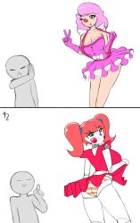 1boy 2girls baby_(fnafsl) circus_baby circus_baby_(fnaf) clown_girl clussy five_nights_at_freddy's geiru_toneido gyakuten_saiban meme panties skirt_pull tagme