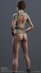 1girls 3d ass black_hair drills3d exposed_ass rebecca_chambers resident_evil selfdrillingsms sole_female