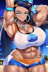 1girls abs ai_generated armlet armpits arms_up athletic athletic_female bare_arms bare_legs bare_midriff bare_shoulders bare_thighs beach biceps big_boobs black_hair blue_eyes blue_hair blush breast_expansion breasts broad_shoulders city city_background cityscape cleavage dynamax earrings eyeliner eyeshadow game_freak giant giantess gigantic_breasts gigantic_thighs hair_bun hoop_earrings horny horny_female huge_breasts huge_thighs jewelry large_breasts large_thighs long_hair macro makeup massive_breasts massive_thighs midriff midriff_baring_shirt muscle muscle_growth muscle_tone muscles muscular muscular_arms muscular_female muscular_legs muscular_thighs nai_diffusion necklace nessa_(pokemon) night nintendo pokemon pokemon_ss seducing seduction seductive seductive_eyes seductive_gaze seductive_look seductive_mouth seductive_pose seductive_smile short_shorts shorts shredded single_hair_bun size_difference smile sports_bra stable_diffusion steam steaming_body sweat sweatdrop sweating sweaty sweaty_body sweaty_breasts swimsuit swimwear thick_arms thick_thighs thighs toned toned_body toned_female toned_stomach two-tone_hair voluptuous voluptuous_female wet wet_clothes wet_shirt wide_hips