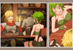 1girls choker cleavage crop_top fap_titans green_hair tagme takayama_bunko tavern tight_clothing