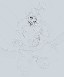 1boy 2022 anthro athletic athletic_male barbell_piercing body_fur bow_tie bowtie bracelet bunny bunny_ears digimon digital_drawing_(artwork) erect_penis erection facepaint five_nights_at_freddy's five_nights_at_freddy's:_security_breach frenum_ladder frenum_piercing genital_piercing glamrock_bonnie_(fnaf) glans humanoid_penis large_ears looking_at_viewer male male_only mammal mammal_humanoid monochrome monteddyonnie muscular_arms no_color pants_down pants_open partially_clothed partially_clothed_male penis penis_piercing pierced_genitals pierced_penis piercings pose posing_for_the_viewer prince_albert_piercing rabbit rabbit_ears rabbit_humanoid shaggy_fur sitting sketch smile smiling_at_viewer solo spiked_bracelet tongue tongue_out veins veiny_penis