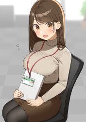 1girls big_breasts female female_only lanyard office office_lady ol-chan_(ol_mahonanoka) ol_mahonanoka original original_character pencil_skirt secretary skirt supporting_breasts