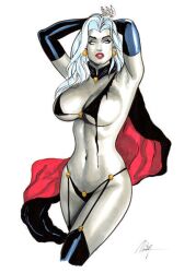 1girls 2022 armpits big_breasts chaos_comics coffin_comics death_(personification) female_focus female_only grim_reaper lady_death long_hair mc_wyman queen_of_the_dead tagme voluptuous_female white_body white_hair white_sclera