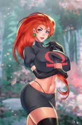 ω 1girls 2022 artist_request big_breasts female_focus female_only game_freak god_of_war high_resolution highres jessie_(cosplay) jessie_(pokemon) long_hair looking_at_viewer nintendo original pokemon tagme team_rocket voluptuous_female