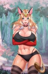 1girls 2022 artist_request blonde_hair cat_ears female_focus female_only game_freak high_resolution highres long_hair meowth_(cosplay) nintendo pokemon pokemon_(anime) tagme voluptuous_female