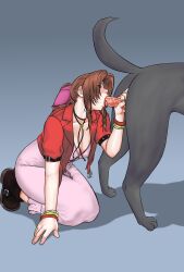 1girls aerith_gainsborough canine eating_smegma fellatio female feral_smegma final_fantasy final_fantasy_vii smegma smegma_cleaner tagme tokiwa_kensei zoophilia