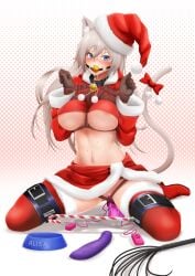 10s alisa_ilinichina_amiella animal_ears areola_slip ball_gag bdsm bell blue_eyes blush bondage boots bound bowl breasts candy candy_cane cat_ears cat_girl cat_tail christmas collar collar_with_bell dildo drooling female female_focus food frogtie fur_trim gag gloves god_eater god_eater_2:_rage_burst hat highres large_breasts looking_at_viewer midriff pet_bowl pet_play pussy reptileye rope saliva saliva_drip santa_costume santa_hat sex_toy silver_hair solo spread_legs spreader_bar tail thigh_boots thighhighs uncensored underboob vibrator whip