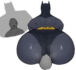 2boys anon ass back_view batman batman_(series) big_butt blush clothed clothing dc_comics facesitting gay looking_at_another looking_up male male/male male_only muscular paldraws thick_thighs