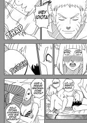 1boy 2girls accident accidental_circumstance adult age_difference ahe_gao angry annoyed barefoot blush caught_off_guard comic dialogue embarrassed falling feet ino_yamanaka interrupted interruption jealous jealousy lying lying_on_person lying_on_stomach male/female male_on_top moaning monochrome multiple_girls naruto naruto:_the_last naruto_(series) naruto_shippuden ninrubio older_female open_mouth prone prone_bone pushing pushing_down samui sexually_suggestive smile spanish_text stepped_on stepping stomping story surprised teenager tsundere twitching uzumaki_naruto younger_female younger_male