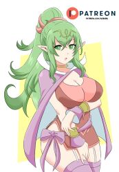 1girls 2022 breasts female female_only fire_emblem fire_emblem_awakening green_eyes green_hair long_hair looking_at_viewer nintendo noboru_revista ponytail solo tiki_(adult)_(fire_emblem) tiki_(fire_emblem)