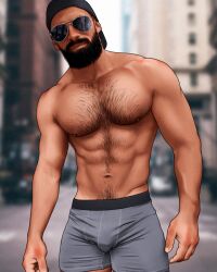 beard bulge damnarts hairy_chest looking_at_viewer male male_focus male_only muscles muscular muscular_male real_person snap sunglasses underwear underwear_only wolvy_ar