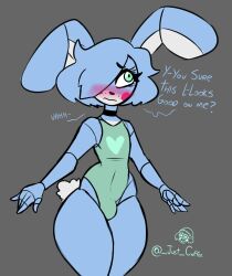 1boy animatronic blue_body blue_fur blue_hair blue_skin blush bulge bulge_through_clothing bunny bunny_boy bunny_ear bunny_ears cock cumlord cumlord_(artist) embarrassed embarrassing femboy femboy_only five_nights_at_freddy's five_nights_at_freddy's_2 fluffy fluffy_tail fnaf furry furry_ears furry_male furry_only furry_tail girly green_eyes hair hair_over_one_eye just_coffee male male_focus male_only penis penis_under_clothes solo solo_male swimsuit swimwear talking talking_to_another talking_to_viewer text thick thick_ass thick_thighs thighs toy_bonnie_(fnaf)