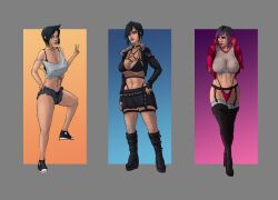 big_breasts bimbo bimbo_body black_bra black_hair black_panties black_thong cyberpunk fishnet_shirt fishnet_stockings fishnet_topwear fishnets goth goth_bimbo goth_girl hotpants keylara loose_clothes loose_shirt open_jacket open_pants original_character overknee_boots platform_boots platform_footwear platform_heels see-through_clothing see-through_shirt see-through_top short_hair thong_panties tomboy transparent_clothing