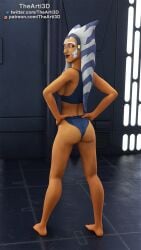 1girls 3d ahsoka_tano airress3d_(3d-modeller) alien alien_girl alien_humanoid ass blue_eyes bra clone_wars facial_markings female markings orange_body orange_skin panties star_wars tentacle_hair the_clone_wars:_season_seven thearti3d togruta underwear