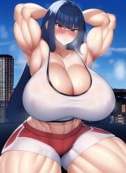 1girls abs ai_generated angry armpits arms_up bare_arms bare_legs bare_midriff bare_shoulders bare_thighs biceps blue_hair blush breast_expansion breasts building city city_background cityscape cleavage collarbone covered_nipples crop_top curvaceous curves curvy curvy_body curvy_female curvy_hips day deep_cleavage erect_nipples erect_nipples_under_clothes game_freak giant giantess gigantic_breasts gigantic_thighs hourglass_expansion hourglass_figure huge_breasts huge_thighs large_breasts large_thighs long_hair looking_at_viewer macro massive_breasts massive_thighs midriff midriff_baring_shirt muscle muscle_growth muscle_tone muscles muscular muscular_arms muscular_female muscular_legs muscular_thighs nai_diffusion nintendo pokemon pokemon_rgby red_eyes sabrina_(pokemon) short_shorts shorts size_difference spaghetti_strap stable_diffusion steam steaming_body sweat sweatdrop sweating sweaty sweaty_body sweaty_breasts tank_top thick_arms thick_thighs thighs tight_clothes tight_fit toned toned_body toned_female venus_body voluptuous voluptuous_female wide_hips