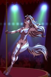 2022 4_fingers absurd_res anthro breasts closed_eyes dancing digital_media_(artwork) equid equine fan_character female fingers genitals gor1ck grey_body grey_hair grey_hooves grey_tail group hair hasbro hi_res hooves inner_ear_fluff long_hair mammal multicolored_hair my_little_pony navel nipples nude pole pole_dancing public public_nudity pussy tail tuft two_tone_hair two_tone_tail white_body white_hair white_tail zebra