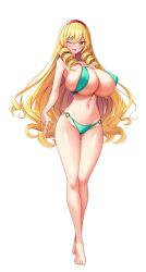 1girls big_breasts bikini blonde_female blonde_hair blonde_hair blush breasts cameltoe curly_hair derauea female female_only full_body hair_between_eyes huge_breasts large_breasts long_hair looking_at_viewer makina_le_blanchette milk_factory motto!_haramase!_honoo_no_oppai_isekai_oppai_meido_gakuen! navel nipple_bulge official_art smile smiling smiling_at_viewer solo thin_waist transparent_background wink winking winking_at_viewer yellow_eyes yellow_hair