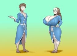 1boy 1girls apollo_(creatorrp) aurora_(creatorrp) ber00 blue_eyes brown_hair female huge_breasts male original_character robe