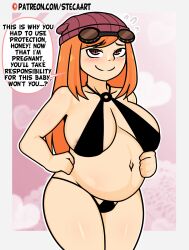 bikini human_meggy long_hair love meggy_spletzer orange_hair pregnant pregnant_female presenting smg4 steca take_responsibility talking_to_viewer thelazyart youtube youtuber