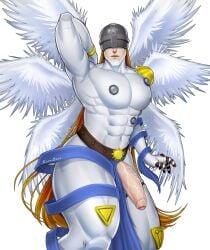 angel angemon big_cock big_penis boner digimon erect_penis erection hard_on huge_cock huge_penis kappibara long_hair looking_at_viewer male male_only masked muscles muscular muscular_male penis_out thick_thighs uncut veiny_penis wings