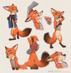 2020s 2022 2boys adam_wan clothing cum gay makeup male male_only nick_wilde non-human penis sex tagme yaoi zootopia