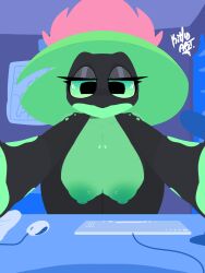 camera female female_only frog froppy_ryari green_body green_skin pov