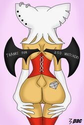 3pac anthro ass back_view bat clothes color female female_only fur furry gloves piercing rouge_the_bat solo sonic_(series) standing tagme wings