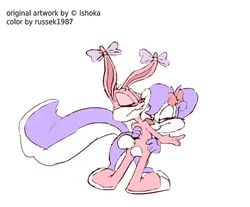 anthro babs_bunny cub female female_only fifi_la_fume fur furry ishoka mammal multiple_females purple_fur rabbit skunk tagme tiny_toon_adventures uncensored