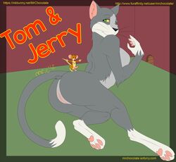 1boy 1girls anthro erection feline female fur furry jerry_mouse mouse mrchocolate nude pawpads paws penis pussy rodent rule_63 tom_and_jerry tom_cat