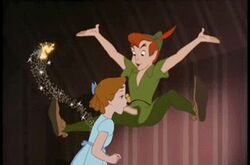 animated bow clothing disney dress erection fellatio female lowres male oral penis peter_pan_(character) peter_pan_(disney) straight tinker_bell wendy_darling