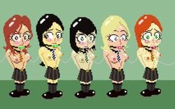 arms_behind_back bondage cho_chang gag gagged ginny_weasley harry_potter hermione_granger luna_lovegood nipples pansy_parkinson the_chunt