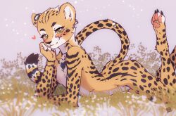 1girls ass blush blush_lines breasts cheetah cheetah_tail claws cute eyelashes feline female female_only furry furry_only green_eyes long_tail looking_at_viewer mzhh nipples on_grass pawpads paws small_breasts spotted_body spotted_fur tail wholesome