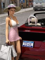 audi breasts car clothing hat shopping_bag sydgrl3d