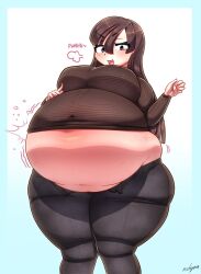 1girls 2022 big_belly fat fat_female fat_girl fat_woman fatty female female_only human human_only nickgam1_(artist) obese overweight solo tagme