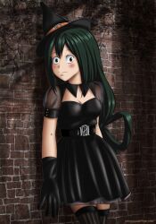 dress halloween_costume my_hero_academia sfw tsuyu_asui witch witch_hat yrya-chan