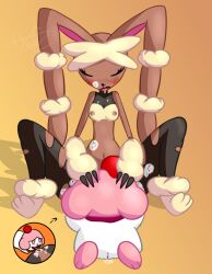 breasts cum cunnilingus furry grabbing hands_on_head looking_pleasured lopunny mega_evolution mega_lopunny pokémon_(species) pokemon pokemon_(species) pussy pussy_juice red_thing slurpuff tongue yuri